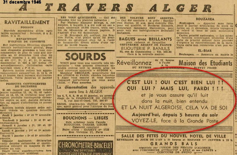 extrait Echo d'Alger 31 décembre 1946