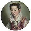Lavinia fontana (bologna 1552 - 1614 rome), portrait of a girl, in a pink embroidered dress, wearing a coral necklace