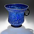 Blue splashware cup. unknown, roman, a.d. 1–100