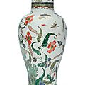 A famille-verte 'wild flowers and insects' baluster vase, qing dynasty, kangxi period