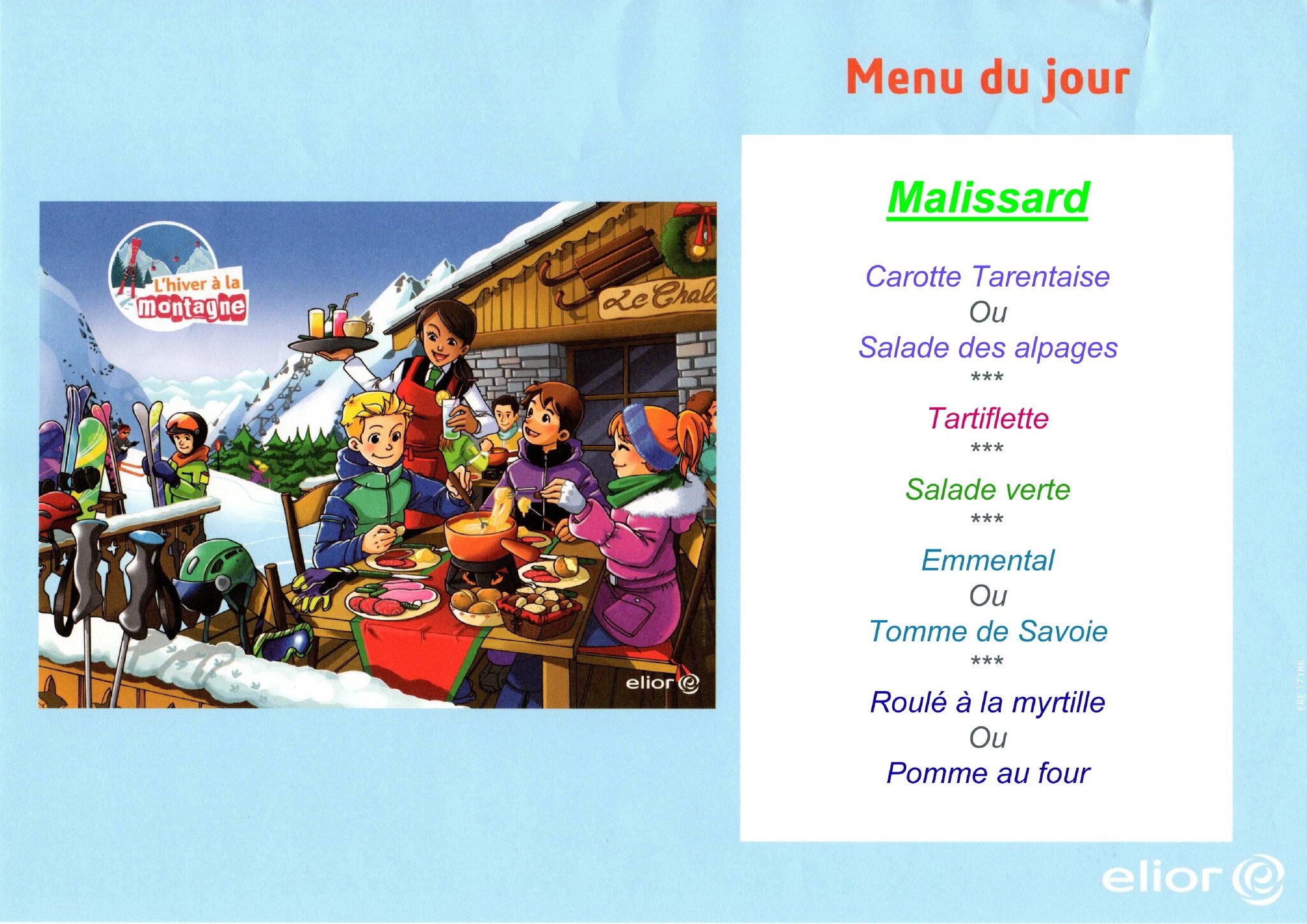 MENU MONTAGNE CE 19 MARS Le Cahier des Parents
