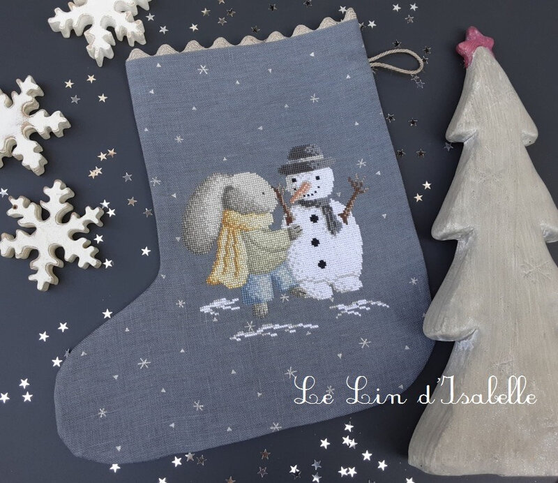 botte de noël lapin et bonhomme