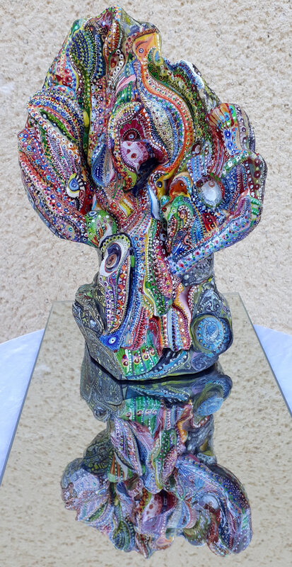 ©Hervé THAREL-SCHMIMBLOCK'S 04 lashka 2019 - acrylique et T7 sur argile ±21cmx12cm 10