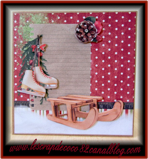 Carte 3D Noël - patin, luge - Le Scrap de Coco82