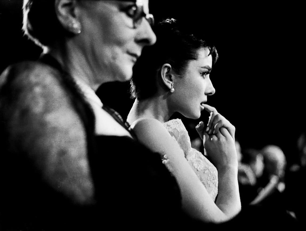 Audrey Hepburn and her mother at the 1954 Oscars