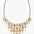 A delicate pearl and gold bib necklace, by louis comfort tiffany, tiffany & co
