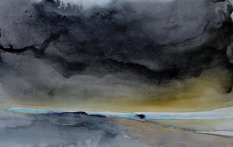 ciel de payne sur la cote sauvage aquarelle mai 2018
