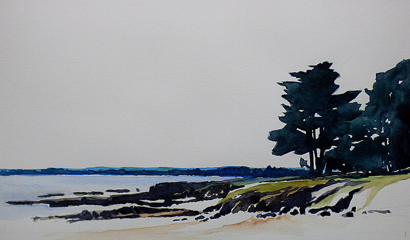 pointe de Kervoyal, août 2017, aquarelle , 50 x 30 cm