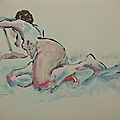 Peinture de nus feminin crayon gras et acrylique sur papier (9)