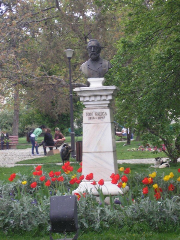 Ion Ghica bust in park
