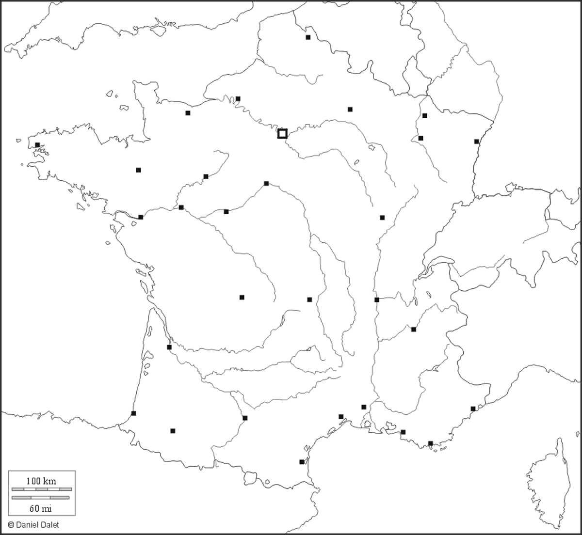 Carte De France Vierge Fleuve Et Ville