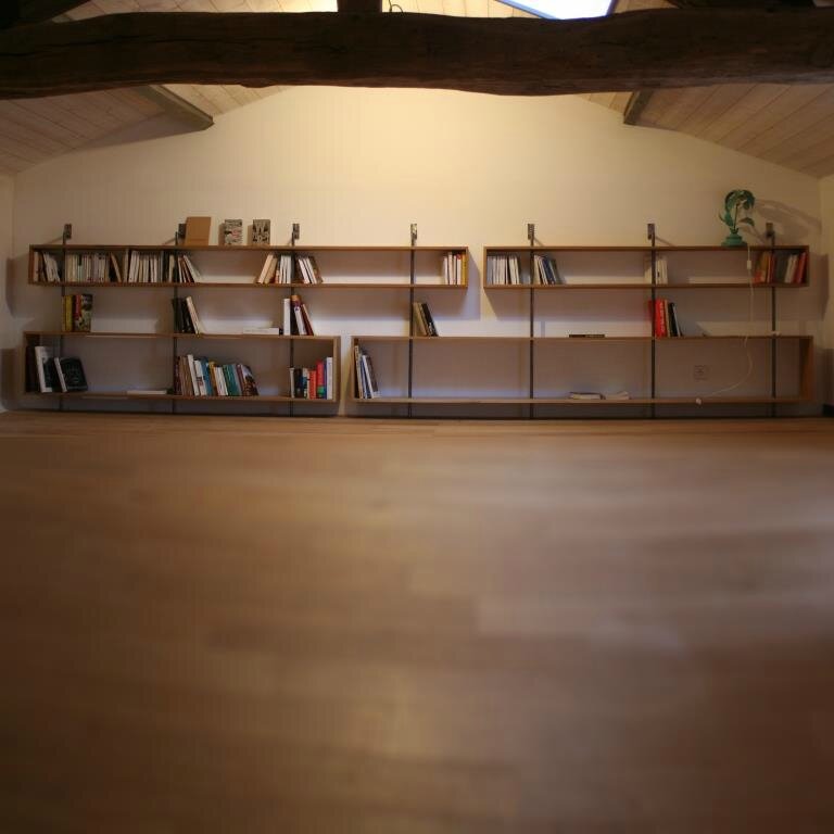 bibliotheque sur mesure chene massif acier (2)