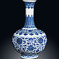 A ming-style blue and white bottle vase, qianlong underglaze blue six-character seal mark and of the period (1736-1795)