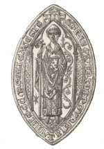 Le sceau de Geoffroy Pouvreau, dernier abbé et premier évêque de Maillezais