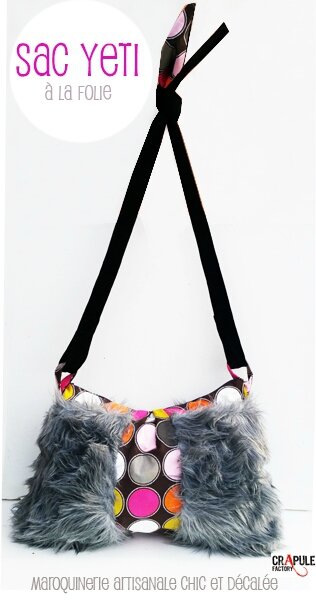 Sac yeti fausse fourrure original coloré pois CrApule FActOry