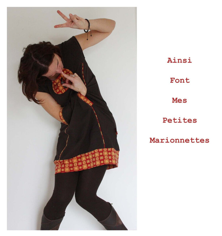 robe sweat marron rouge moutarde (6)