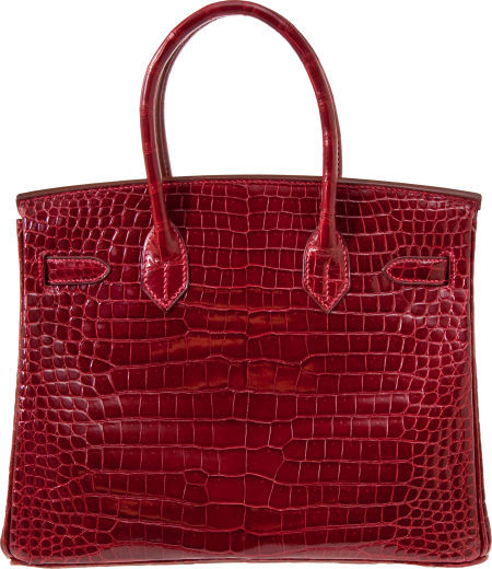 Hermes Exceptional Collection Shiny Rouge H Porosus Crocodile 30 cm Birkin  Bag – $203,150