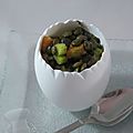 Brouillade d'oeuf aux lentilles vertes du Puy