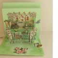 Carte diorama pop-up brodée : le jardin 