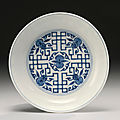 A blue and white 'peach' dish, yongzheng mark and period (1723-1735)