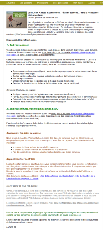 Screenshot_2020-11-29 Chasse et confinement l’étau se desserre… dans le respect des règles sanitaires - actualites - Fédéra[
